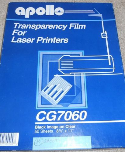 Apollo Transparency Film for Laser Printers CG7060 Black Image onClear 25 Sheets