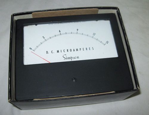 NOS NIB SIMPSON DC Large Panel Meter Ammeter Microamp Meter 0-15 Microamperes