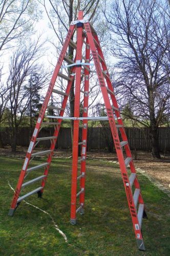 Werner trestle ladder e7412 fiberglass twin front 12 ft 300lb extension ladders for sale