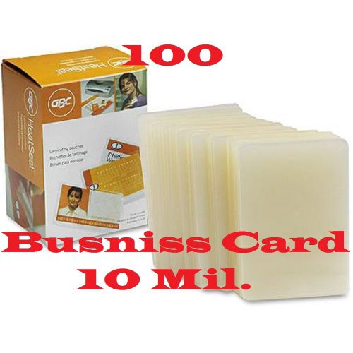 100 GBC Swingline Business Card Laminating Laminator, Pouches Sheets  10 Mil
