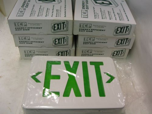 Lot of 6: *NEW* Green Exit Signs-LED Energy Efficient TCP- 20745D -120/270V (F5)