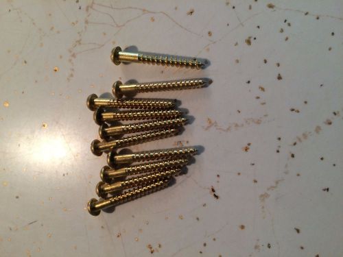 #8 x 1-1/2&#034; Slotted Round Head Solid Brass Wood Screw Qty 10