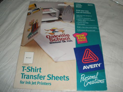 Avery T-Shirt Transfer Sheets-For Ink Jet Printers-Pkg of 6-New