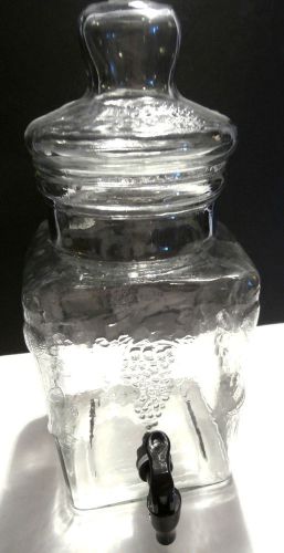 Vintage Glass Iced Tea Dispenser With Lid For Sun Tea Raised 3 D Fruit Decor