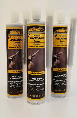Lot of 3 Quikrete Fastset Anchoring Epoxy Commercial Grade 8.6 oz No. 8620-30