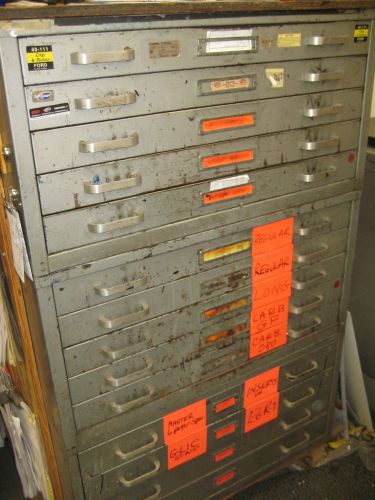 14 Drawer Metal Blueprint Cabinet Vintage - 3 cabinets stacked