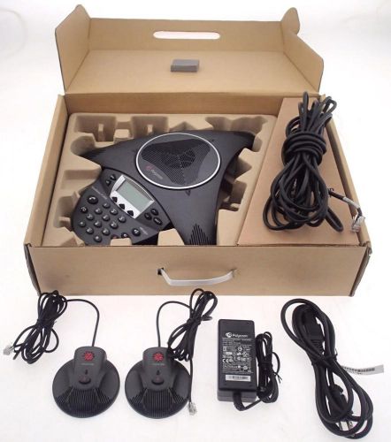 Polycom SoundStation IP 6000 VoIP Conference Phone 2201-15600-001 w/ 2 Mics &amp; PS