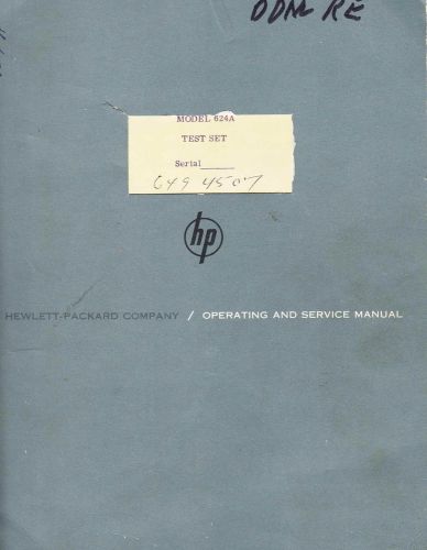 Paper instruction book for HP 624A X Band microwave test set.