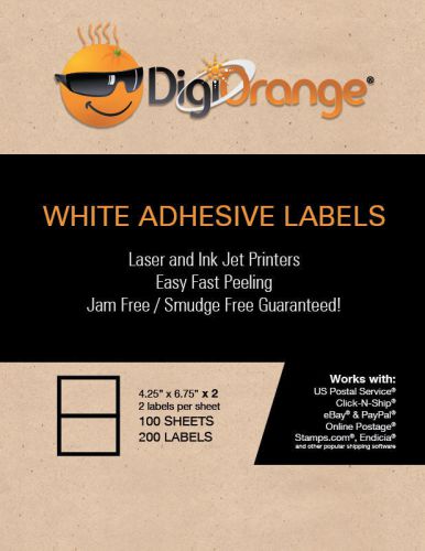 200 DigiOrange Rounded Corner Adhesive Shipping Labels 2 Per sheet 4.25&#034; x 6.75&#034;