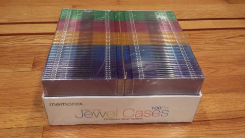 100 New Memorex Single Slim Multi Color CD DVD Jewel Case Box