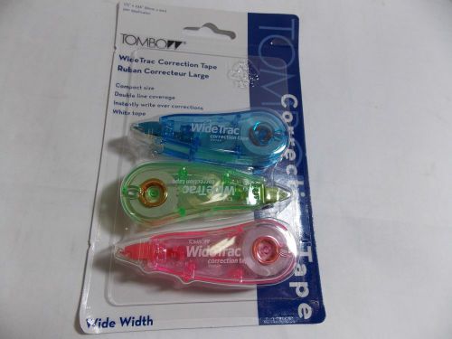 Tombow WideTrac Correction Tape, Assorted Colors, 3-Pack Blue, Green, Pink