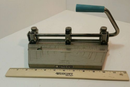 Vintage Bates Heavy Duty Professional Adjustable 3 Hole Punch Made in USA