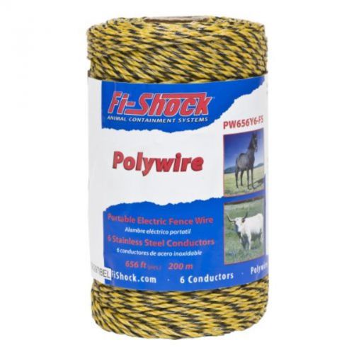 Poly wire, for use with electric fence, 656&#039; spool, 180 lb breaking load yellow for sale