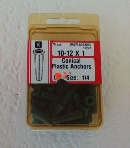 70 Pieces Conical Plastic Anchors  1/4  10*12 x 1 NIP