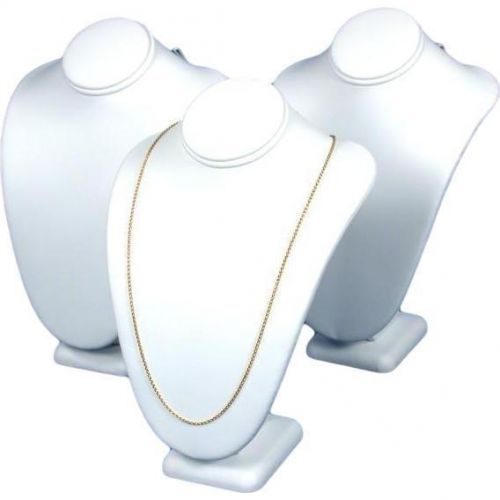 3 Necklace Bust White Faux Leather Jewelry Display