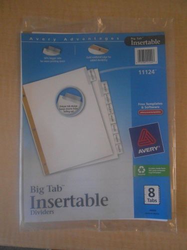 BIG TAB INSERTABLE STORAGE DIVIDERS WHITE/CLEAR 8 TABS AVERY 11124