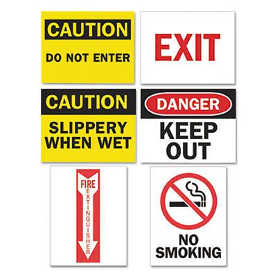 Magneto Safety Sign Inserts, Six Assorted Messages, 8 3/4 x 11 1/4, 12/Pack