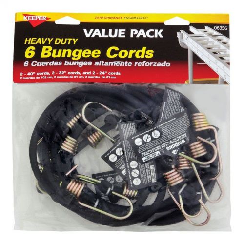 Keeper corporation assorted heavy duty bungee cords 40 in. 120 lbs. black bagged for sale