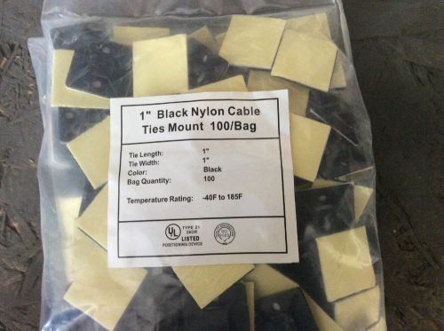 1&#034; black nylon cable tie mount (100 per bag) for sale