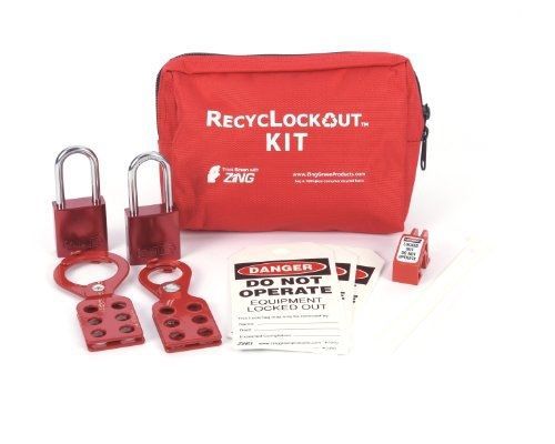 ZING 2731 RecycLockout Lockout Tagout Kit with Aluminum Padlocks, 11 Component,