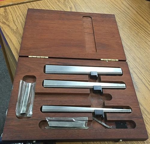 1 set of wedge taper gauges in inches, with test blocks &amp; wooden case for sale
