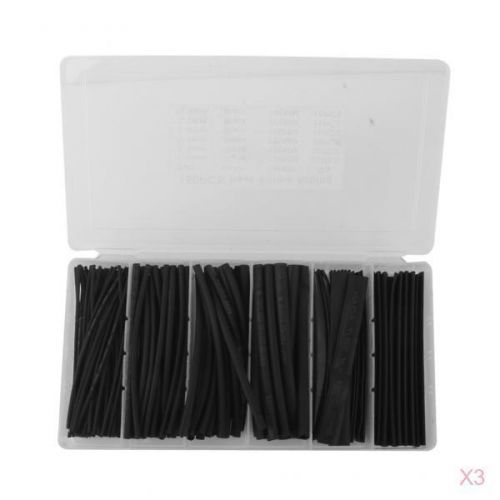 3x 150pcs heat shrinkable tubing tube wire electrical cable sleeving wrap black for sale