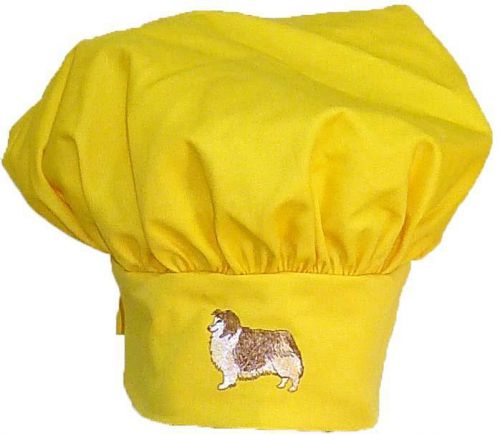 Sheltie Shetland Sheepdog Chef Hat Adult Yellow Adjustable Puppy Dog Monogram