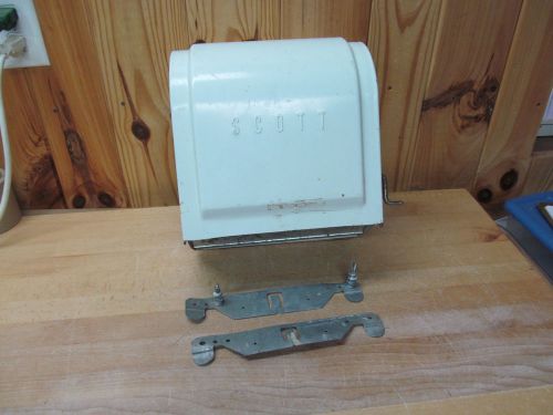 Scott paper towel dispenser vintage white metal hand crank wall mount for sale