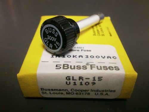 5pk bussmann glr15 300v 15a fast acting fuse for hlr holders, fixed cap, glr-15 for sale
