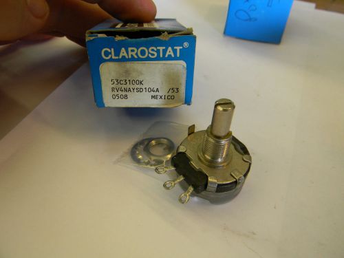New* Clarostat Potentiometer RV4NAYSD104A 53C100K 100K 2w Linear Mil Spec     B4