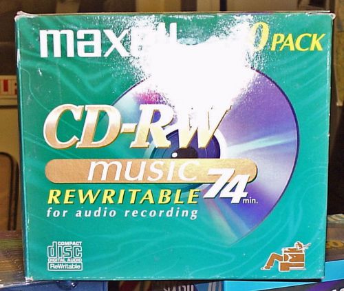 10 PACK OF MAXELL 74min CD-RW with JEWEL CASES - NEW IN BOX!!
