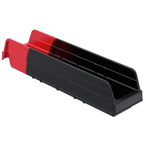 Akro-Mils 36448BLKRED Indicator Inventory Control Double Hopper Shelf Bin  17-7/