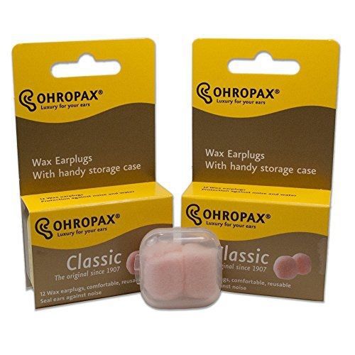 2 Pack of Ohropax Reusable Wax/cotton Ear Plugs (24 Plugs Total) with Clear