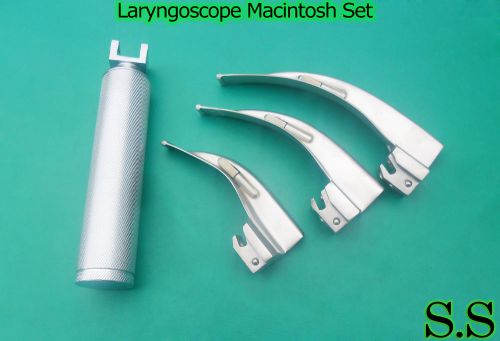 Laryngoscope Macintosh Set w/ 3 Blades Anesthesia
