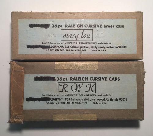 Kingsley Machine Type Set Raleigh Cursive 36pt. Caps / Lower Case
