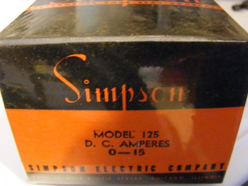Simpson 0-15 D.C. Amperes meter in original unopend box SIMPSON AMPERES METER