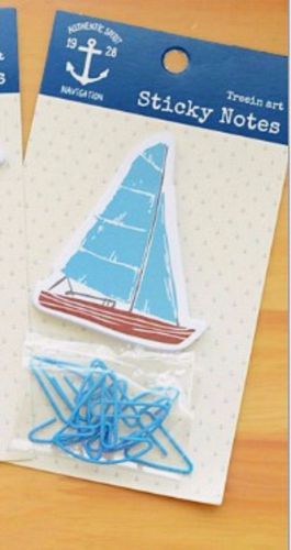 Shaped Paper Clips Fun Shape SAIL BOAT STICKY NOTES Lot bookmark planner Ocean