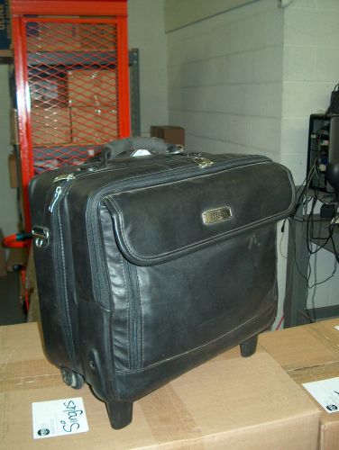 Rolling portable projector case - leather, nice!!  barely used for sale