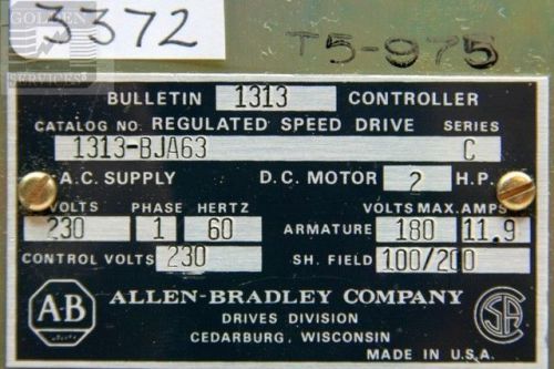 Allen Bradley 1313-BJA63 DC Drive 2HP