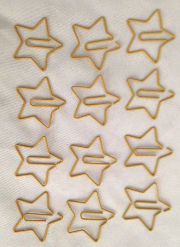 Decorative 1 1/4&#034; Metal  STAR Paper Clip Document Holder Clips - Lot of 12