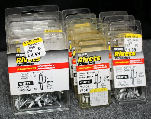 475 surebonder - fpc42aw-100 - white aluminum rivets - 1/8&#034; 3mm dia &amp; grip for sale