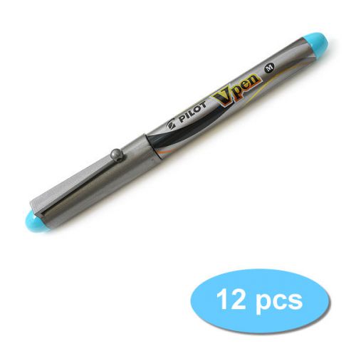 GENUINE Pilot SVP-4M Vpen Disposable Fountain Pen (12pcs) - Light Blue Ink