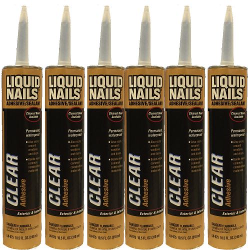 6 Pack Liquid Nails Clearest Clear Construction Adhesive / Window / Bath Caulk L