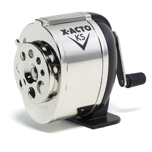 X-acto 1031 pencil sharpener, 8 pencil sizes, chrome body/black stand for sale