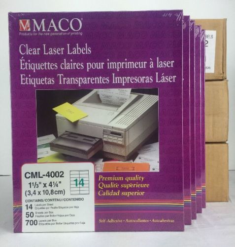 Maco CML-4002 Clear Laser Labels 1-1/3”x4-1/4” ( 14,000 Labels Total )