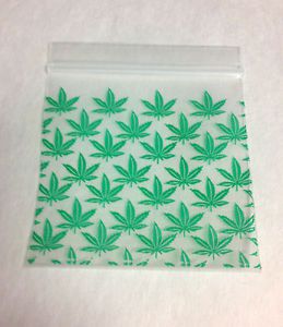 200 Green Marjiuana Leaf 2x2 Cannabis Baggies 2020 Tiny Poly Ziplock Dime Bags