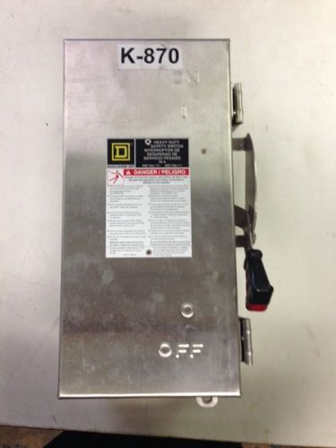 Used square d hu361ds 30 amp non fused stainless steel safety switch disconnect for sale