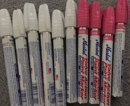 10 Pack Variety White And Pink Color Markal Valve Action Paint Markers 3mm