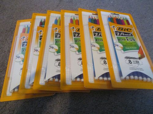 6-PACKS BIC #2 PENCILS XTRA-FUN EASY TO ERASE 8 COUNT IN EACH PACK TOTAL OF 48