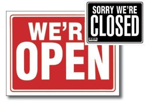 Bazic Open Sign with Closed Sign on Back (12 inch X 16 inch) (2-Pack)